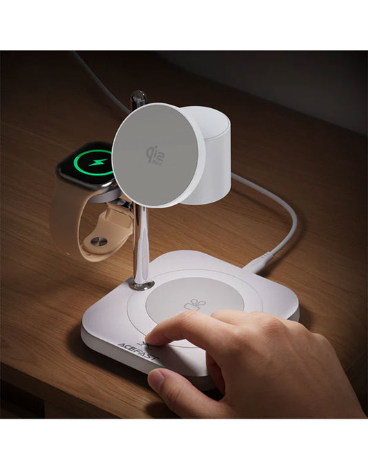 Acefast 3-in-1 Magnetic Wireless Charger 32.5W Night Ambient Light (E39) - White