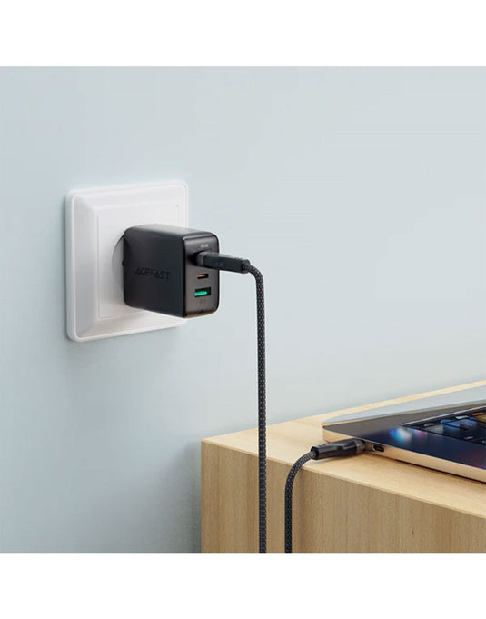 Acefast 3A/60W Super Durable Zinc Alloy Nylon Braided Cable w/ Magnetic Anti-Tangle (C11) - Black