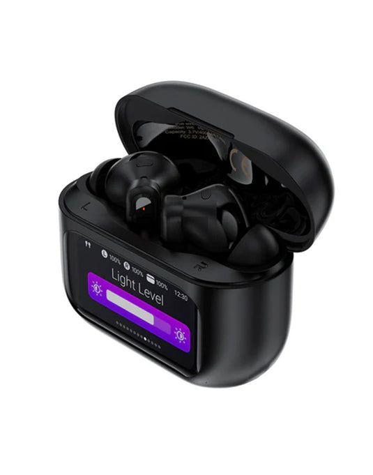 Acefast Bluetooth Earbuds With Smart Screen, AI Smart ANC Noise Cancellation (W6) - Black