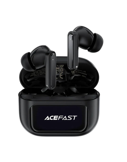 Acefast Bluetooth Earbuds With Smart Screen, AI Smart ANC Noise Cancellation (W6) - Black