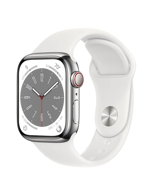 Apple Watch Series 8 41MM GPS + Cellular Aluminium With White Sport Band - Silver
