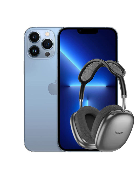 Apple iPhone 13 Pro Max 128GB 5G - Sierra Blue (Very Good Pre-Owned) + Bluetooth Headset Hoco W55 Plus (Bundle Deal)