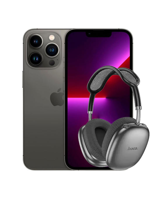 Apple iPhone 13 Pro Max 128GB 5G - Graphite (Good Pre-Owned) + Bluetooth Headset Hoco W55 Plus (Bundle Deal)