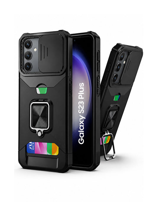 Back Kickstand Back Shield Case For Samsung Galaxy S23 Plus - Black