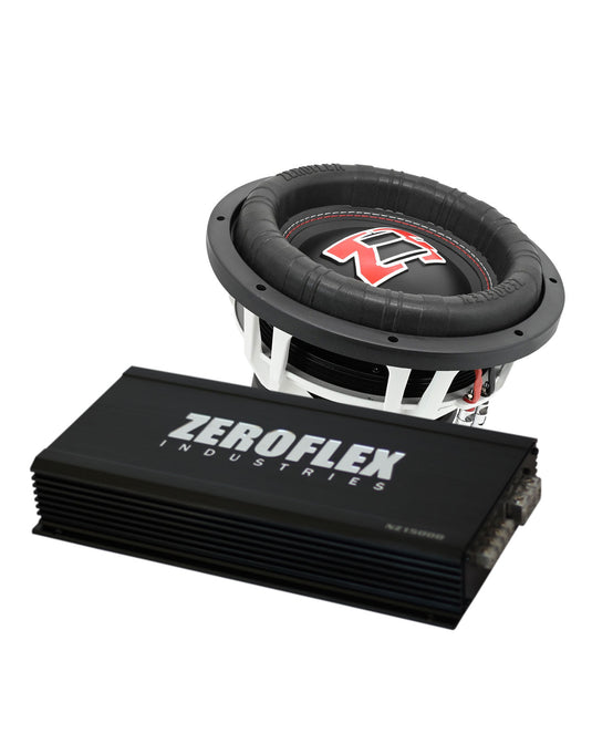 Zeroflex EVO-12 12" 1500W RMS Car Subwoofer + Zeroflex NZ1500D 1 X1500 RMS @1ohm Car Amplifier (Combo Pack)
