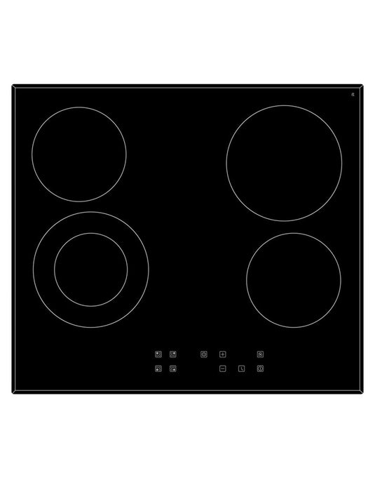 Eurotech 60cm Glass 4 Zone Ceramic Cooktop with Touch Controls and Bevelled Edge ED-CC604T