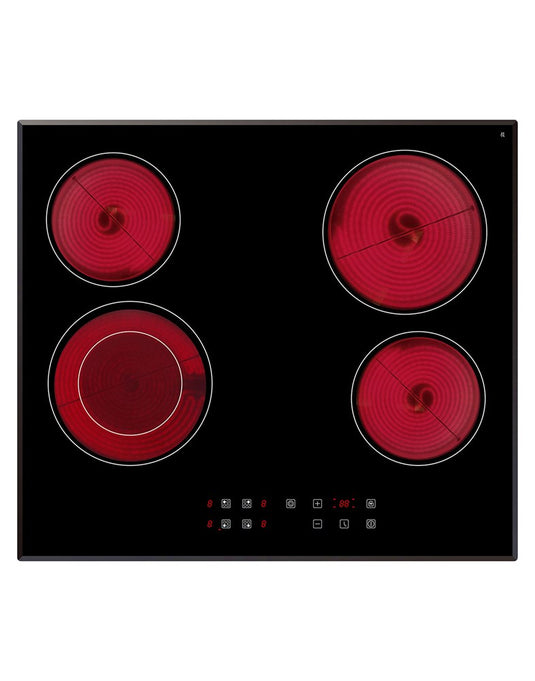 Eurotech 60cm Glass 4 Zone Ceramic Cooktop with Touch Controls and Bevelled Edge ED-CC604T