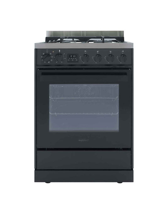 Eurotech Freestanding 60cm Fan Forced Electric 76L Cooker with 4 Gas Burners 8 Cooking Functions and Storage Drawer ED-EUROGE60BK