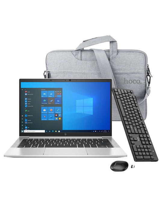 HP EliteBook 830 G8 13.3-inch i5 11th Gen 16GB 256GB @2.60GHz Windows 11 Pro Laptop - Silver (Good Pre-Owned) + Laptop Bag + Keyboard + Mouse Set (GM17) (Bundle Deal)