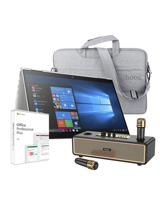 HP Elitebook X360 1030 G4 13.3-inch i5 8th Gen 16GB 256GB @1.60GHz Windows 11 Pro 2 in 1 Touch Screen Laptop - Silver (Very Good Pre-Owned) + Bluetooth Speaker (BS63) + Laptop Bag + Professional Plus 2019 Software (Bundle Deal)