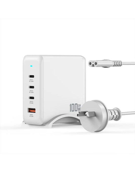 Hoco 100W 4-Port Ultra Fast Desktop/Laptop Charging Adaptor (AU9) - White