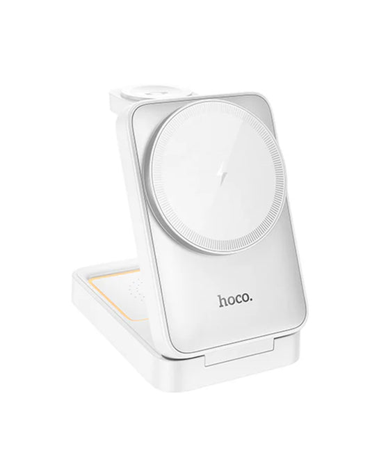 Hoco 15W 3-in-1 Magnetic Wireless Fast Charger w/ Foldable Compact Design, Ambient Light (CQ21)