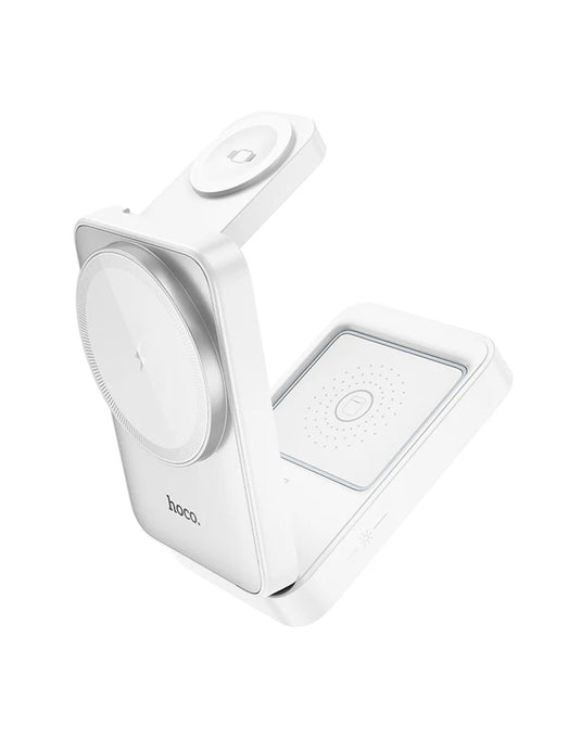 Hoco 15W 3-in-1 Magnetic Wireless Fast Charger w/ Foldable Compact Design, Ambient Light (CQ21)