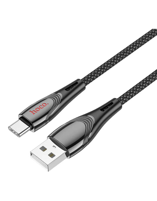 Hoco 27W Nylon Braided Metallic USB Cable - Lightning to Type C (U133)