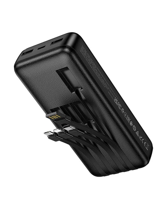 Hoco 2A Power Bank 2 Inputs, 5 Outputs, 4 Built-in Cables (20000mAh) (J163A)