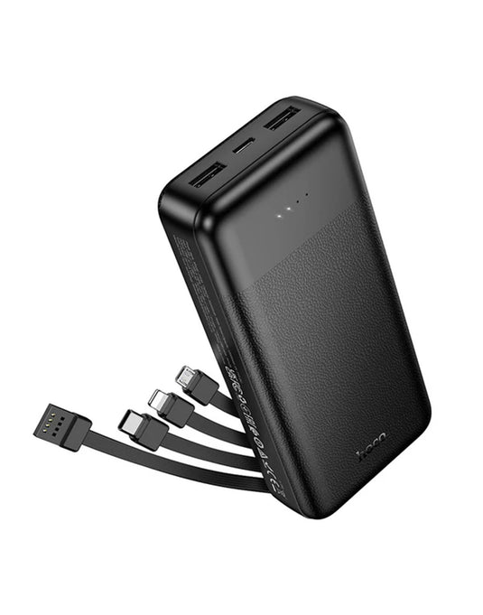 Hoco 2A Power Bank 2 Inputs, 5 Outputs, 4 Built-in Cables (20000mAh) (J163A)