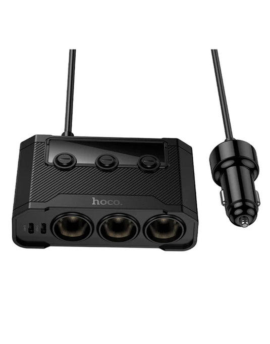Hoco 3in1 240 Car Charger Hub - 2 USB C Ports (Z64)
