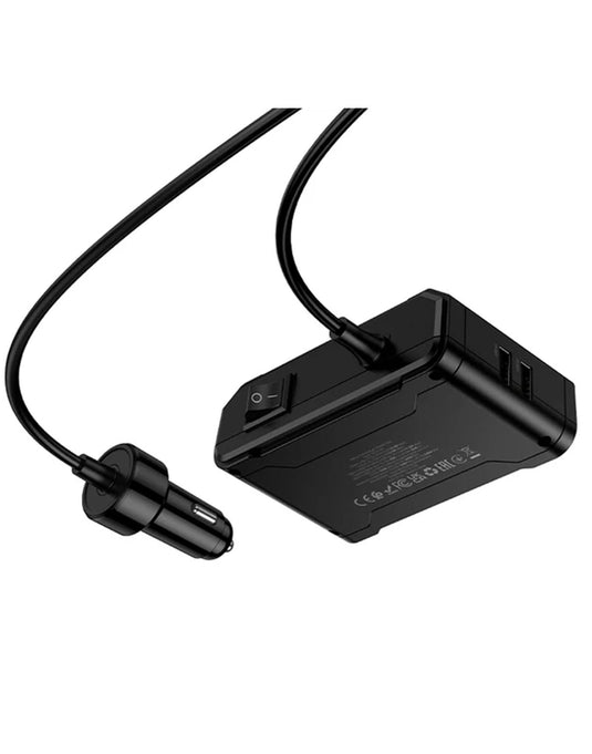 Hoco 3in1 240 Car Charger Hub - 2 USB C Ports (Z64)