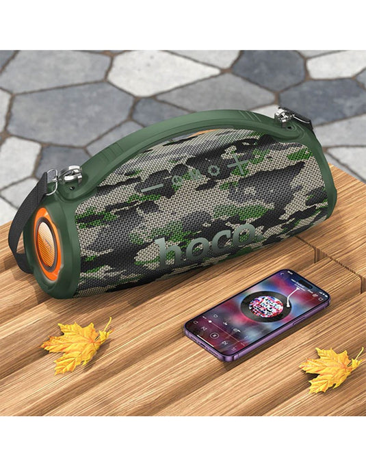 Hoco 40W High Power Bluetooth Speaker w/ FM, USB, MicroSD, Aux Multi Inputs (HA4) - Camo Green