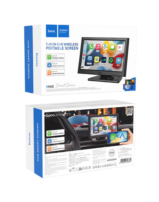 Hoco 7-inch Car Portable Screen w/ Wireless Apple Car Play, Wireless Android Auto, Screen Mirroring (HU2)
