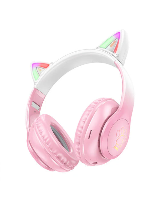 Hoco Bluetooth Cat Ear Headset w/ LED Light Pink (W42)