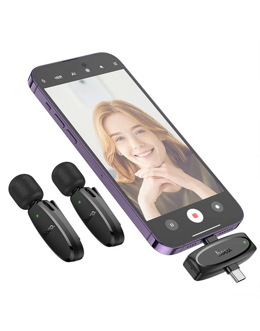 Hoco Dual Wireless Digital Microphone w/ Lightning & Type C Dual Connector (L15)