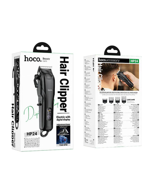 Hoco Electric Hair Clipper with Battery % Display, 7500 RPM (HP24)