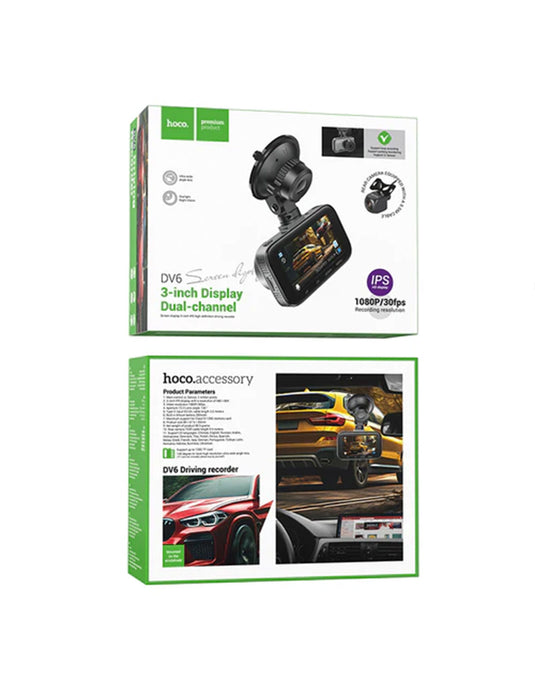 Hoco Front & Rear Dash Camera For Car HD Display 1080P/30FPS (DV6)