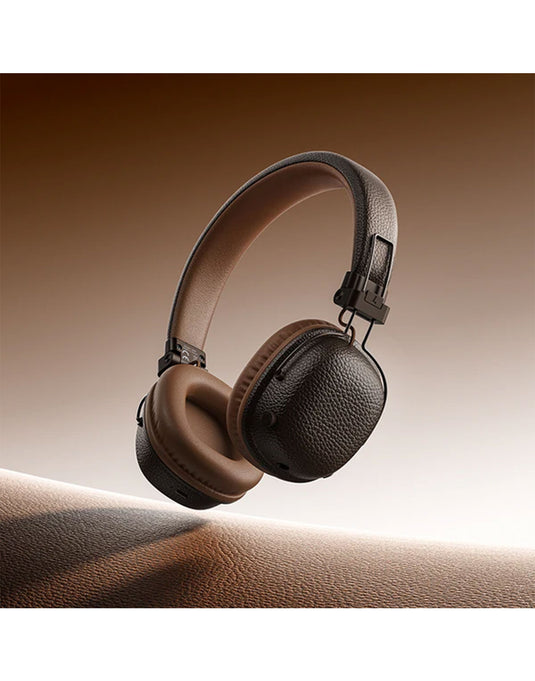 Hoco Leather Bluetooth Headset w/ 32 Hours, Air Soft Earmuff, Aux Input, Foldable Design (W64) - Brown (Brand New)
