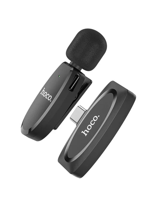 Hoco L15-C Wireless Digital Microphone with Type-C Connector for Smartphones & Tablets - Ideal Mic for Podcasting, Streaming, and Video Recording - Black