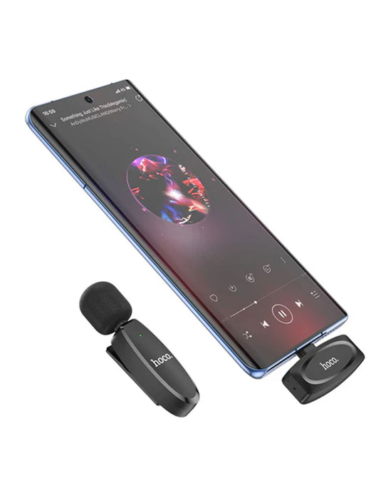 Hoco L15-C Wireless Digital Microphone with Type-C Connector for Smartphones & Tablets - Ideal Mic for Podcasting, Streaming, and Video Recording - Black