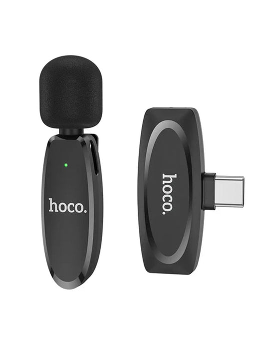 Hoco L15-C Wireless Digital Microphone with Type-C Connector for Smartphones & Tablets - Ideal Mic for Podcasting, Streaming, and Video Recording - Black