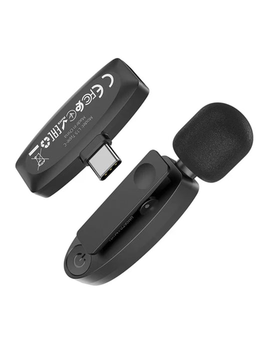 Hoco L15-C Wireless Digital Microphone with Type-C Connector for Smartphones & Tablets - Ideal Mic for Podcasting, Streaming, and Video Recording - Black