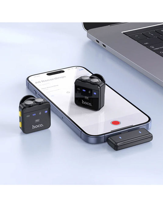 Hoco Wireless Digital Microphone w/ Lightning & Type C Dual Connector, Magnetic Lapel (L17)