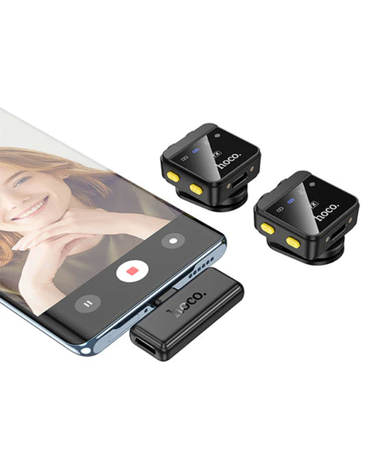Hoco Wireless Digital Microphone w/ Lightning & Type C Dual Connector, Magnetic Lapel (L17)