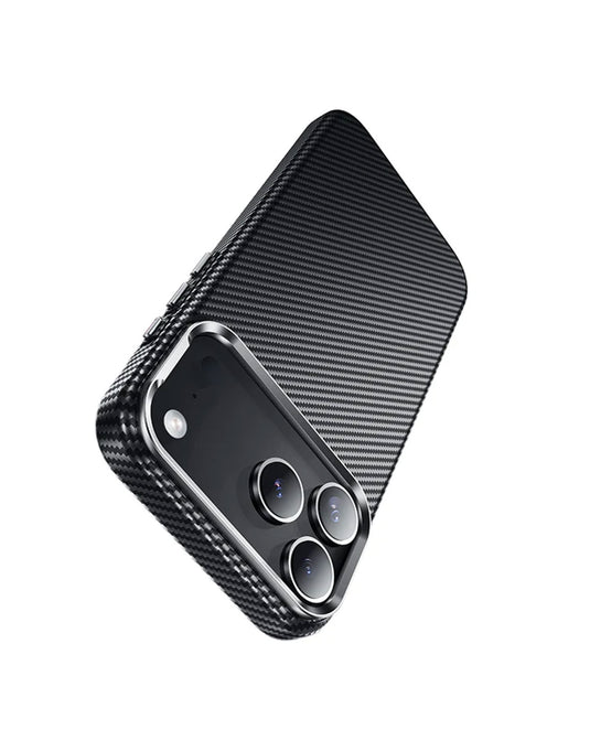 Hoco iPhone 17 Pro Magnetic Mag Safe Shock-Proof Case Premium T6000 Carbon Fibre Texture with Hidden Ring