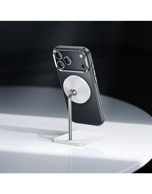 Hoco iPhone 17 Pro Max Magnetic MagSafe Shock-Proof Case Premium T6000 Carbon Fibre Texture with Hidden Ring