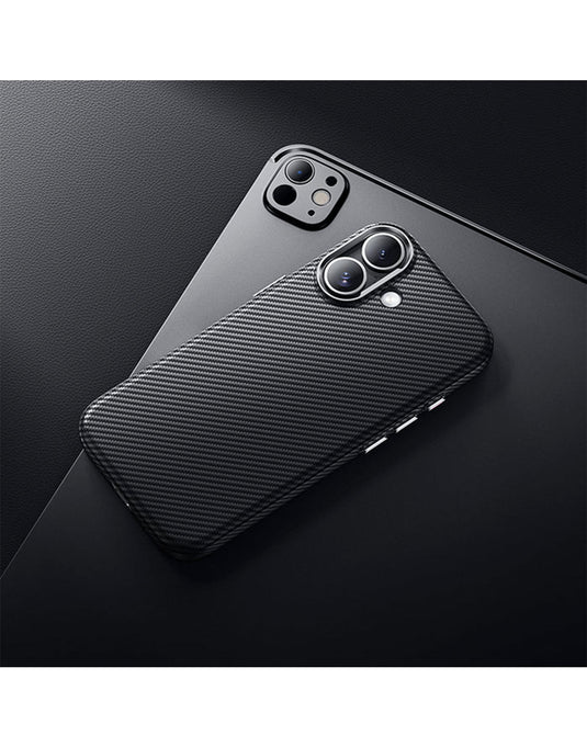 Hoco iPhone 17 Pro Max Magnetic MagSafe Shock-Proof Case Premium T6000 Carbon Fibre Texture with Hidden Ring