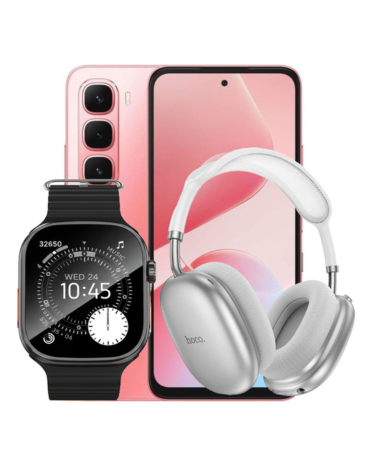 Infinix Hot 60i 8GB 256GB Dual Sim Smart Phone 4G - Neon Red (Brand New) + Bluetooth Headset (W55 PLUS) + Smart Watch (Y23 Ultra) (Bundle Deal)