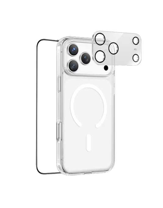 Keephone Combo 3-in-1 Ultimate Protection Kit | Anti-Yellowing MagSafe Clear Case, Screen Protector & Lens Guard For Apple iPhone 17 Pro Max - Clear