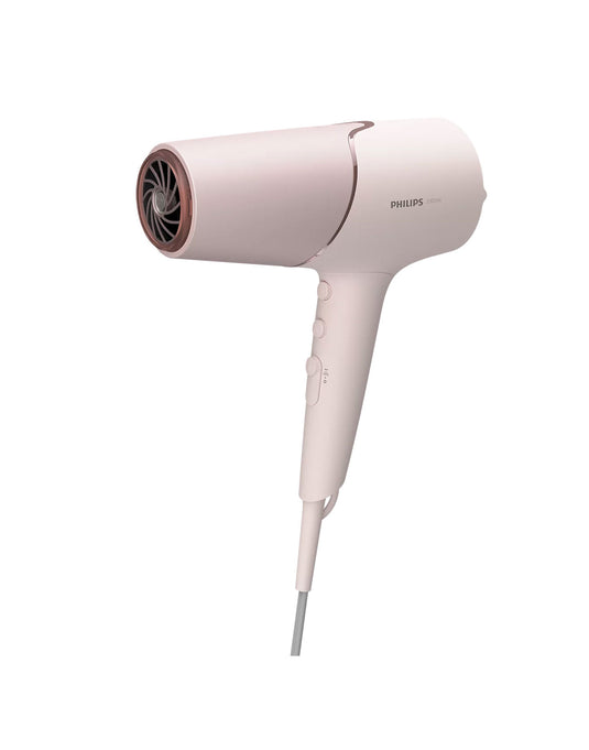Phillips 5000 Series Hair Dryer, ThermoShield Hair Protection Sensor, Travel Foldable Handle - Baby Pink
