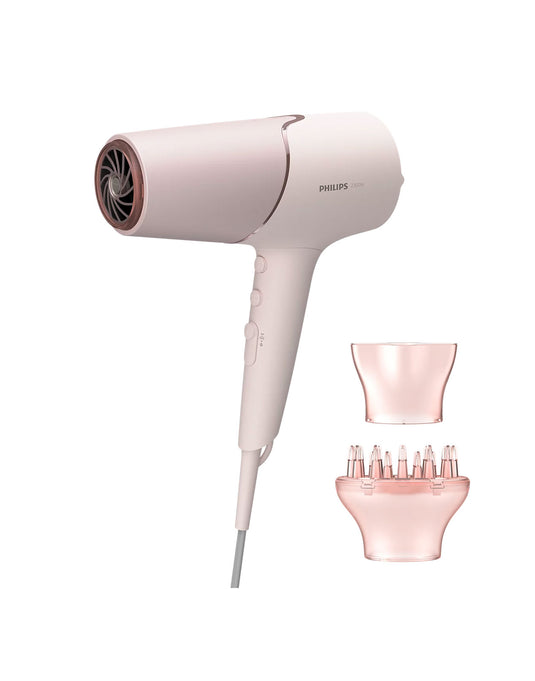 Phillips 5000 Series Hair Dryer, ThermoShield Hair Protection Sensor, Travel Foldable Handle - Baby Pink