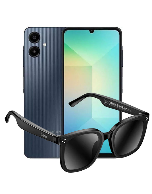 Samsung Galaxy A06 (2024) 4GB 64GB 4G Dual Sim - Black (Brand New) + Hoco Wireless Audio Sunglasses (DI87)