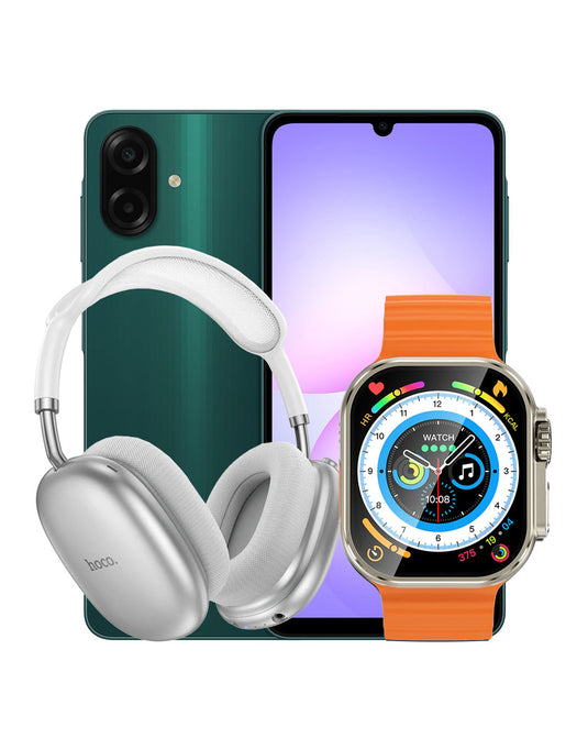 Samsung Galaxy A07 (2025) 4GB 64GB 4G Dual Sim - Green (Brand New) + Smart Watch (Y23 Ultra) + Bluetooth Headset (W55 Plus) (Bundle Deal)