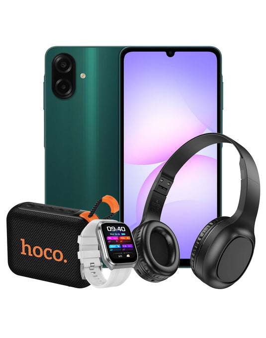 Samsung Galaxy A07 (2025) 4GB 64GB 4G Dual Sim - Green (Brand New) + Bluetooth Speaker (HC31) + Smart Watch Y44 + Bluetooth Headset W46 (Bundle Deal)