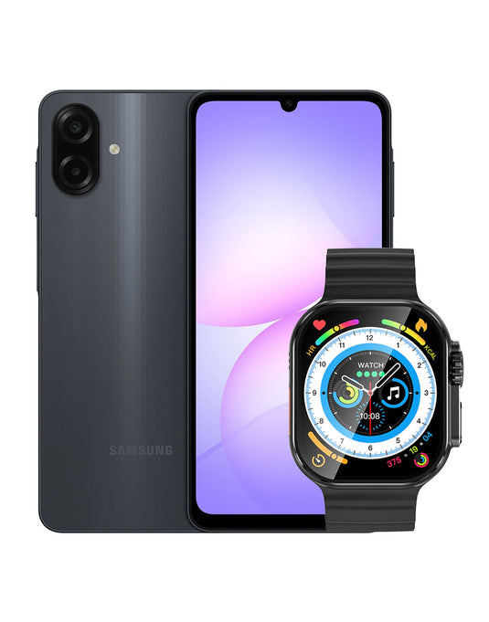 Samsung Galaxy A07 (2025) 4GB 64GB 4G Dual Sim - Black (Brand New) + Smart Watch (Y23 Ultra)