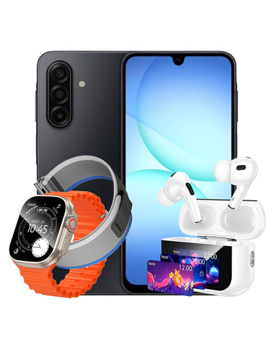 Samsung Galaxy A17 4GB 128GB 5G - Black (Brand New) + Smart Watch (Y42 Ultra) 2 Straps + Earbud (EW79) (Bundle Deal)