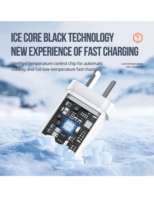 VFan Ultra Fast Charger USB-C & USB-A 35W (AU8) - White