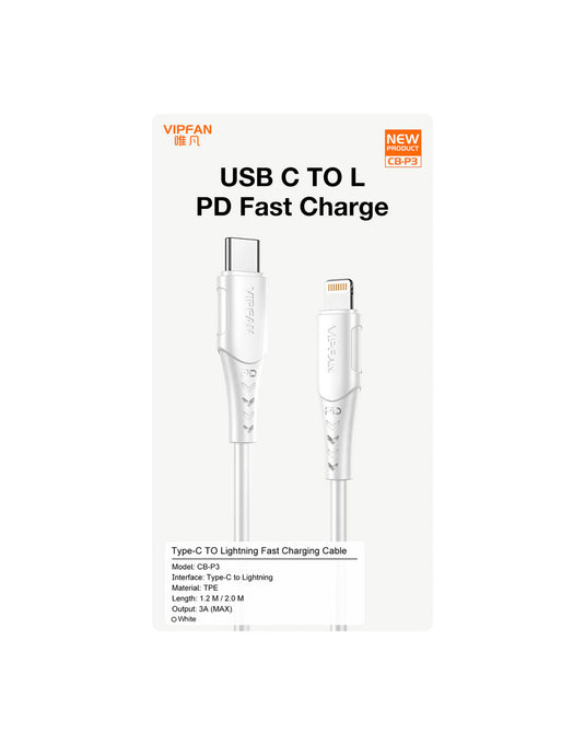 VFan 20W Lightning to Type C Cable w/ 2 Meter (P4)