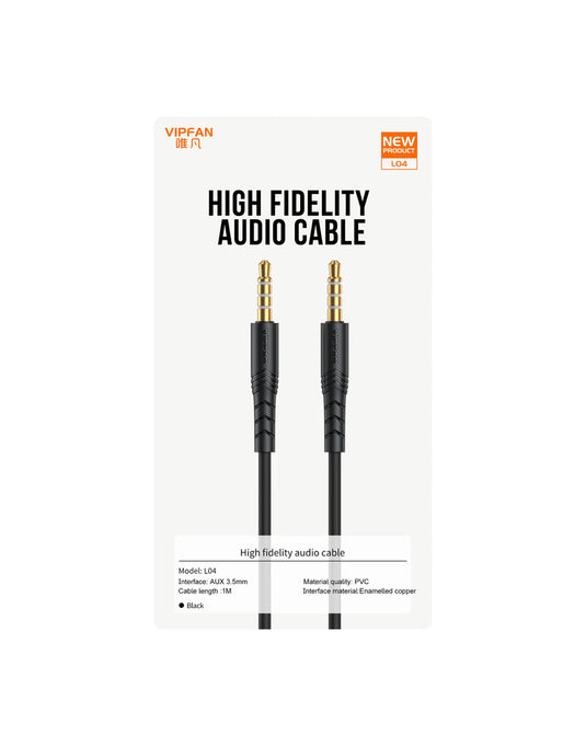 VFan Premium Aux Cable 1 Meter (L04) - Black